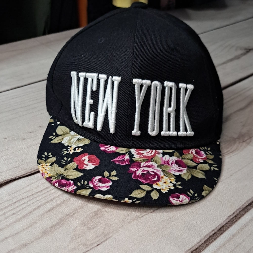 New York Floral Black Baseball Cap